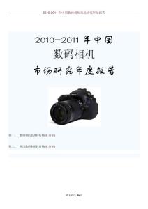 2010-2011年中国数码相机市场研究年度报告