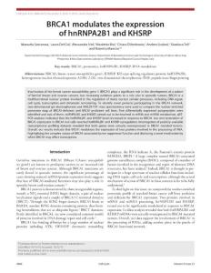 【miRNA 研究】BRCA1 modulates the expression of hnRNPA2B1 and KHSRP