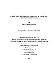 National standards for the teaching of English in Colombia A critical discourse analysis