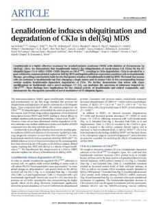 Lenalidomide induces ubiquitination and degradation of CK1α in del(5q) MDS