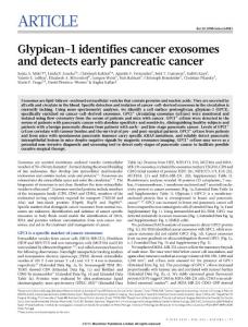 Glypican-1 identifies cancer exosomes and detects early pancreatic cancer