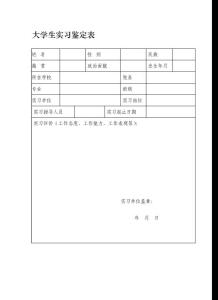 大学生实习鉴定表