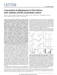 Conversion of abiraterone to D4A drives anti-tumour activity in prostate cancer