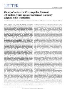 Onset of Antarctic Circumpolar Current 30 million years ago as Tasmanian Gateway aligned with westerlies