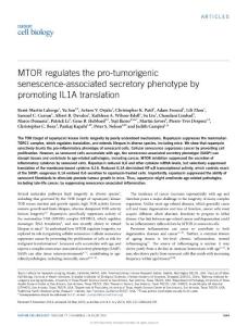 ncb3195_MTOR regulates the pro-tumorigenic senescence-associated secretory phenotype by promoting IL1A translation