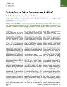 Patient-Funded Trials Opportunity or Liability