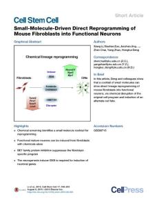 Small-Molecule-Driven Direct Reprogramming of Mouse Fibroblasts into Functional Neurons