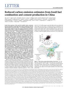 nature14677_Reduced carbon emission estimates from fossil fuel combustion and cement production in China