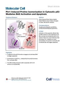 Pin1-Induced Proline Isomerization in Cytosolic p53 Mediates BAX Activation and Apoptosis