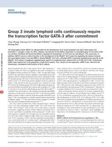 ni.3318-Group 3 innate lymphoid cells continuously require the transcription factor GATA-3 after commitment