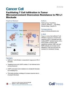 Cancer Cell-2016-Facilitating T Cell Infiltration in Tumor Microenvironment Overcomes Resistance to PD-L1 Blockade