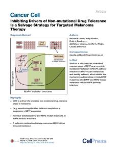 Cancer Cell-2016-Inhibiting Drivers of Non-mutational Drug Tolerance Is a Salvage Strategy for Targeted Melanoma Therapy