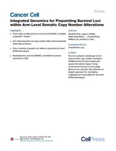 Cancer Cell-2016-Integrated Genomics for Pinpointing Survival Loci within Arm-Level Somatic Copy Number Alterations