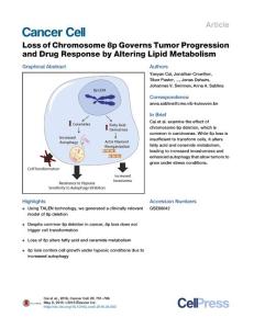 Cancer Cell-2016-Loss of Chromosome 8p Governs Tumor Progression and Drug Response by Altering Lipid Metabolism