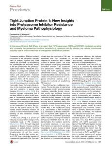 Cancer Cell-2016-Tight Junction Protein 1- New Insights into Proteasome Inhibitor Resistance and Myeloma Pathophysiology