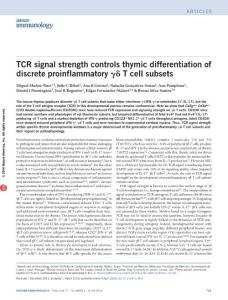 ni.3424-TCR signal strength controls thymic differentiation of discrete proinflammatory γδ T cell subsets