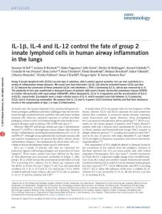 ni.3444-IL-1β, IL-4 and IL-12 control the fate of group 2 innate lymphoid cells in human airway inflammation in the lungs