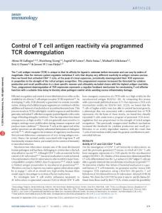 ni.3386-Control of T cell antigen reactivity via programmed TCR downregulation