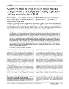 Genome Res.-2016-Hollander-541-53-A network-based analysis of colon cancer splicing changes reveals a tumorigenesis-favoring regulatory pathway emanating from ELK1