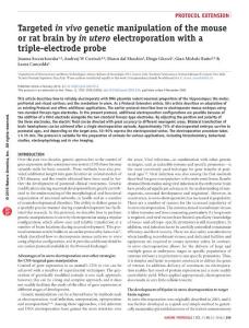 nprot.2016.014-Targeted in vivo genetic manipulation of the mouse or rat brain by in utero electroporation with a triple-electrode probe