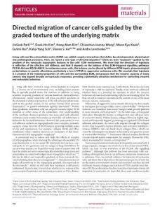 nmat4586-Directed migration of cancer cells guided by the graded texture of the underlying matrix