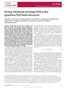 nmat4603-Strong interfacial exchange field in the graphene-EuS heterostructure