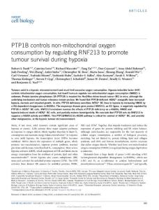 ncb3376-PTP1B controls non-mitochondrial oxygen consumption by regulating RNF213 to promote tumour survival during hypoxia