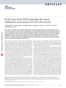 nsmb.3235-lnc-β-Catm elicits EZH2-dependent β-catenin stabilization and sustains liver CSC self-renewal