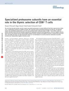 ni.3480-Specialized proteasome subunits have an essential role in the thymic selection of CD8+ T cells