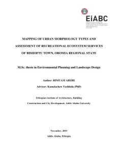 MAPPING OF URBAN MORPHOLOGY TYPES AND ASSESSMENT OF RECREATIONAL ECOSYSTEM SERVICES OF BISHOFTU TOWN, OROMIA REGIONAL …