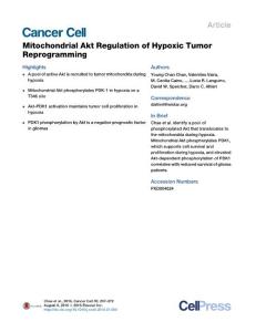 Cancer Cell-2016-Mitochondrial Akt Regulation of Hypoxic Tumor Reprogramming