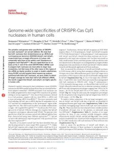 nbt.3620-Genome-wide specificities of CRISPR-Cas Cpf1 nucleases in human cells