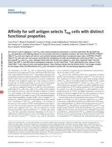 ni.3522-Affinity for self antigen selects Treg cells with distinct functional properties