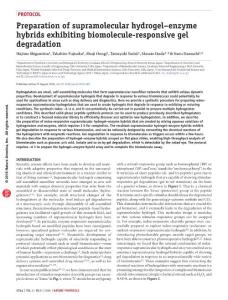 nprot.2016.099-Preparation of supramolecular hydrogel–enzyme hybrids exhibiting biomolecule-responsive gel degradation