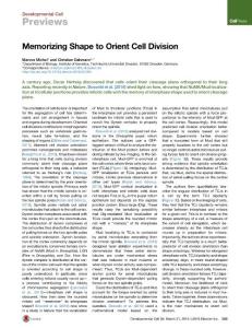Developmental Cell-2016-Memorizing Shape to Orient Cell Division