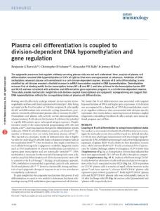 ni.3519-Plasma cell differentiation is coupled to division-dependent DNA hypomethylation and gene regulation