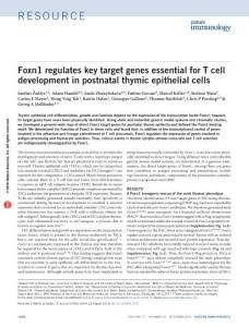 ni.3537-Foxn1 regulates key target genes essential for T cell development in postnatal thymic epithelial cells