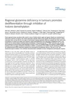 ncb3410-Regional glutamine deficiency in tumours promotes dedifferentiation through inhibition of histone demethylation