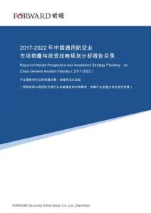 2017-2022年中国通用航空业市场前瞻与投资战略规划分析报告目录