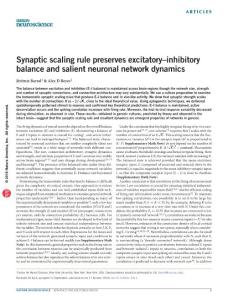 nn.4415-Synaptic scaling rule preserves excitatory–inhibitory balance and salient neuronal network dynamics