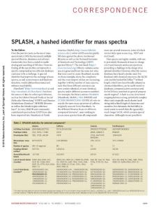 nbt.3689-SPLASH, a hashed identifier for mass spectra