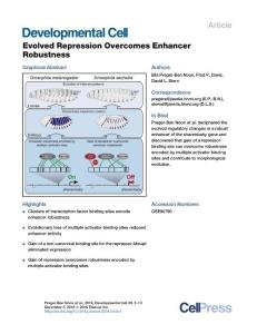 Developmental Cell-2016-Evolved Repression Overcomes Enhancer Robustness