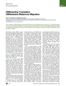 Cancer Cell-2016-UNRelenting Translation UNRestrains Melanoma Migration