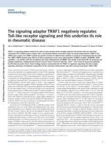 ni.3618-The signaling adaptor TRAF1 negatively regulates Toll-like receptor signaling and this underlies its role in rheumatic disease