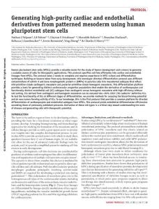 nprot.2016.153-Generating high-purity cardiac and endothelial derivatives from patterned mesoderm using human pluripotent stem cells