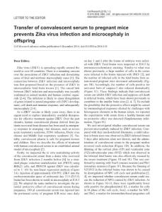cr2016144a-Transfer of convalescent serum to pregnant mice prevents Zika virus infection and microcephaly in offspring