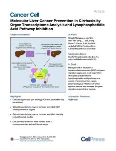 Cancer Cell-2016-Molecular Liver Cancer Prevention in Cirrhosis by Organ Transcriptome Analysis and Lysophosphatidic Acid Pathway Inhibition
