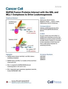 Cancer Cell-2016-NUP98 Fusion Proteins Interact with the NSL and MLL1 Complexes to Drive Leukemogenesis