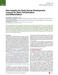 Cell Stem Cell-2017-New Insights into Early Human Development Lessons for Stem Cell Derivation and Differentiation