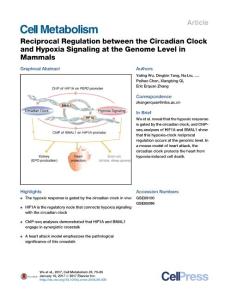 Cell Metabolism-2017-Reciprocal Regulation between the Circadian Clock and Hypoxia Signaling at the Genome Level in Mammals